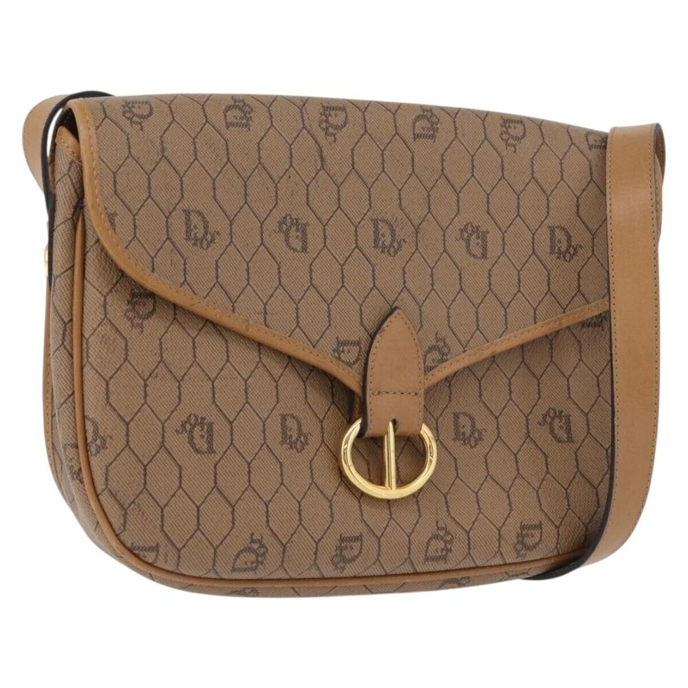 Christian Dior Vintage Honeycomb Canvas and Leather